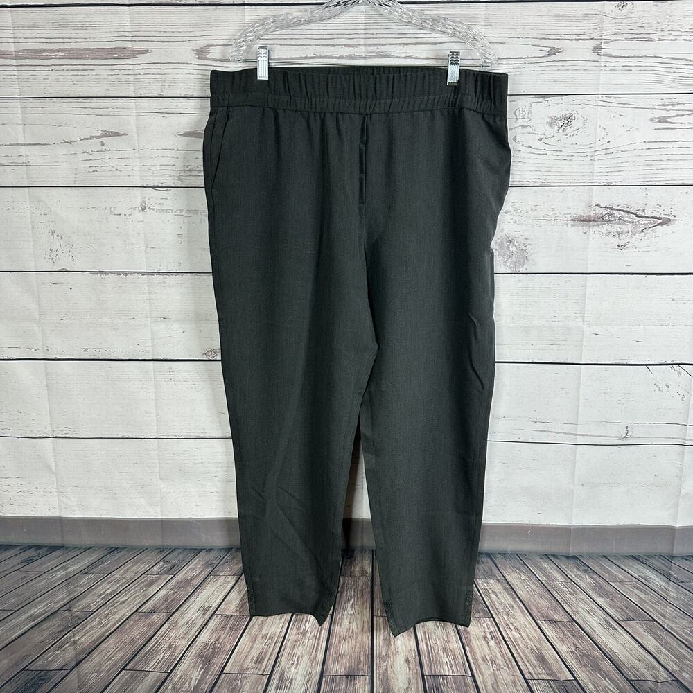 Nic Zoe Pants Womens 16 Gray Pull on Elastic Waist Ankle Tapered Career